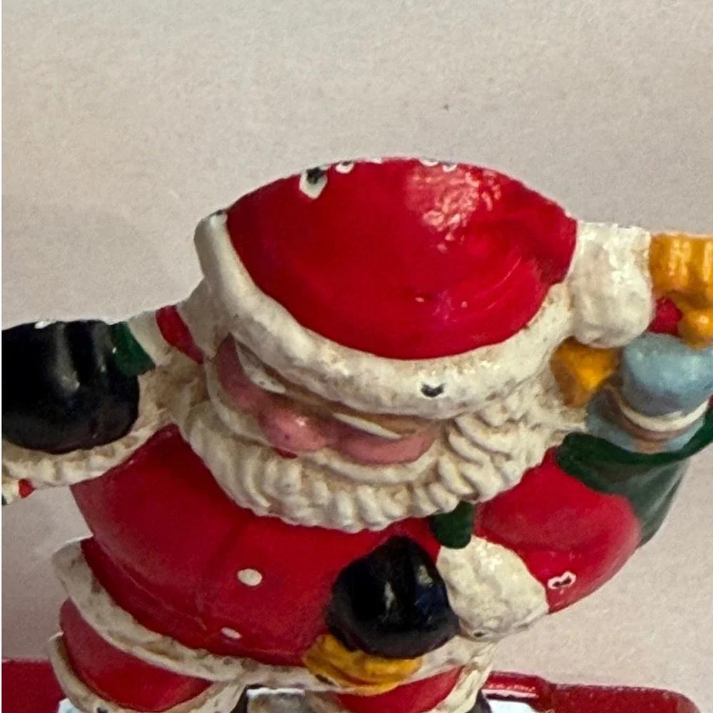 Vintage‎ Cast Iron Santa Claus Stocking Holder Mantle Hook Christmas Decor Retro